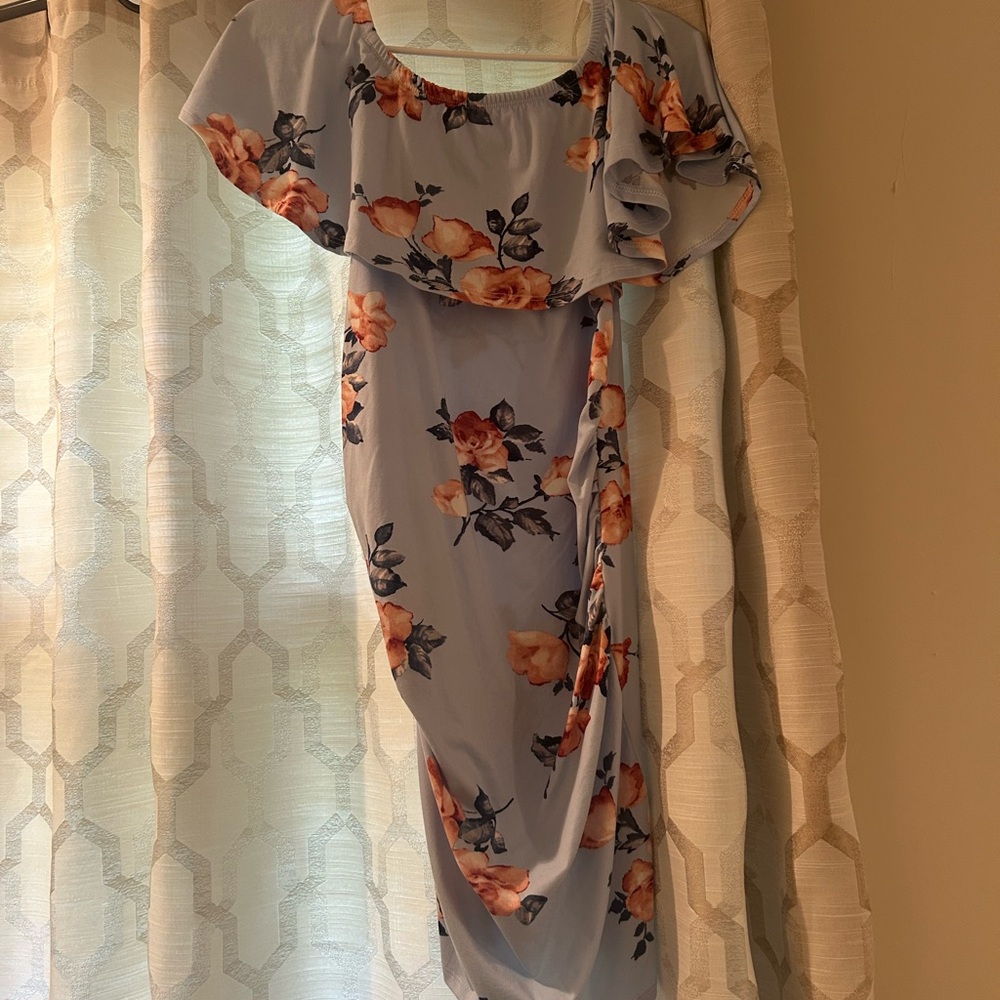 Hello MIZ Off The Shoulder Maternity Floral Dress